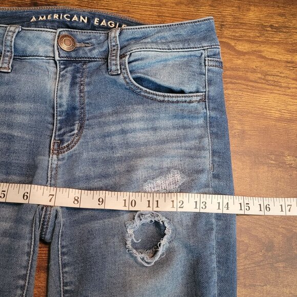 American Eagle Jeans 2 R Super Stretch Low Rise Jegging Ripped - Picture 9 of 13